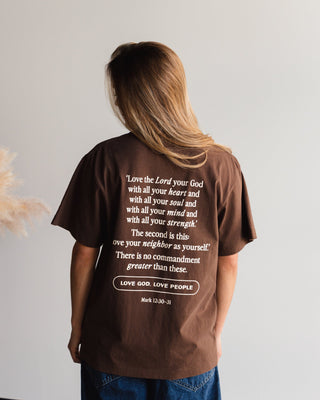 Love God, Love People Tee - Brown