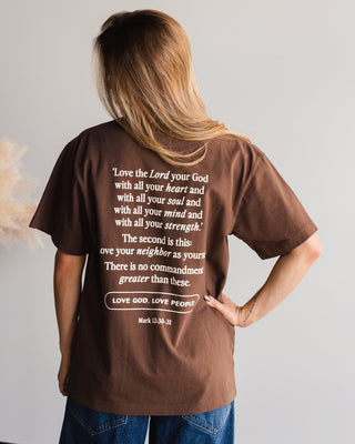Love God, Love People Tee - Brown