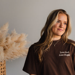 Love God, Love People Tee - Brown
