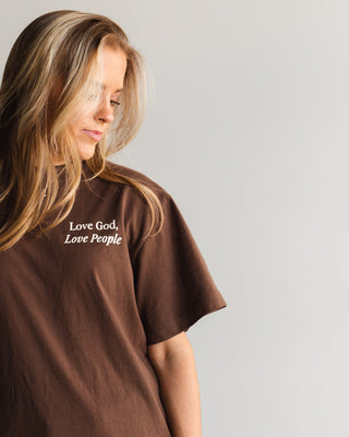 Love God, Love People Tee - Brown